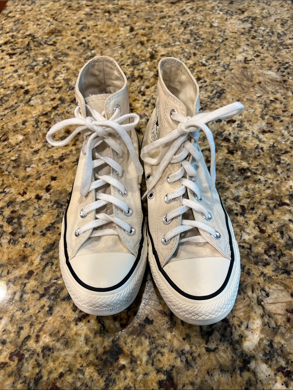 Converse White High-Top Canvas Sneakers with Black Stripe